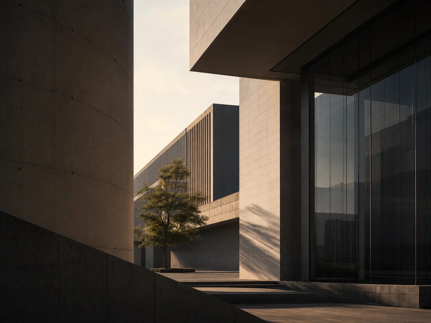 Modern architecture in warm afternoon light