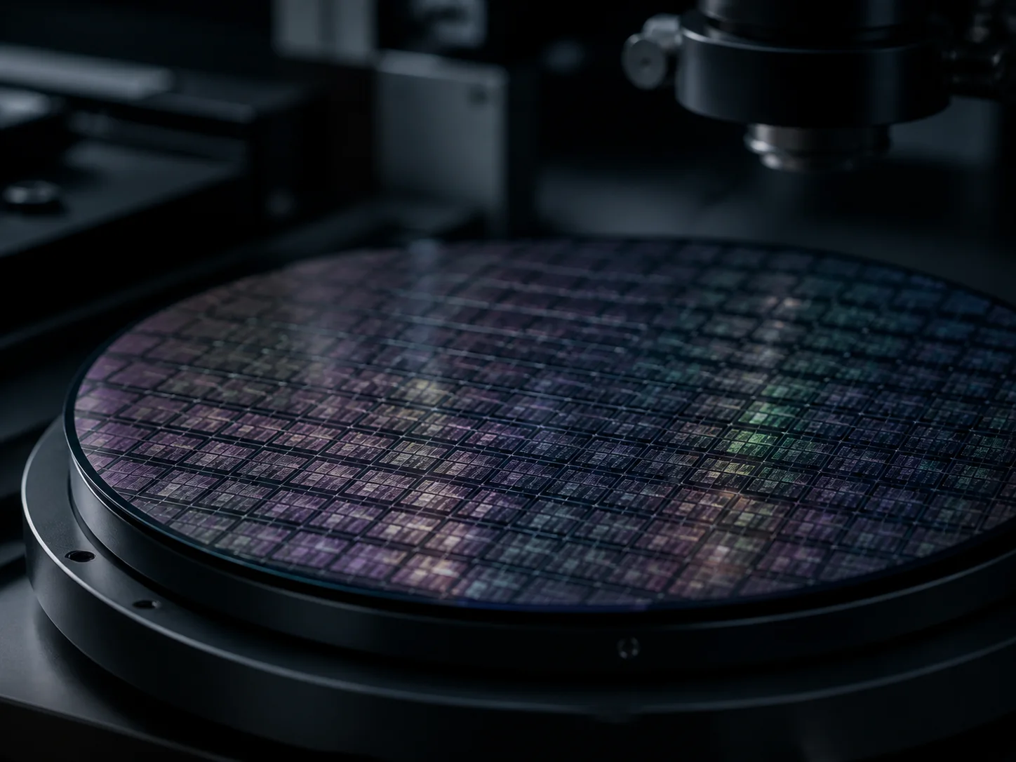 Close-up of a silicon wafer